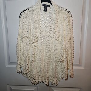 Sioni Women's Cream Crochet Jacket Cardigan Size S/M Cottagecore, Fairy Boho